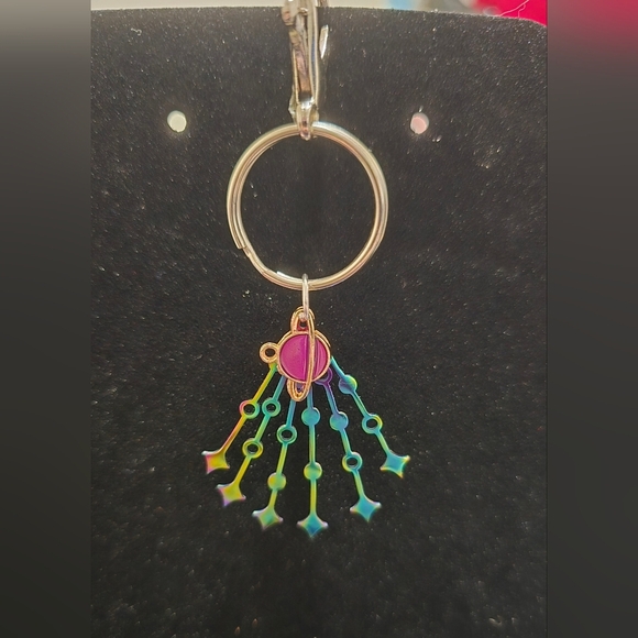 Iridescent Rainbow Planetary Keychain/Bag Charm NWT Handmade 2.3 x 2 Approx - Picture 1 of 1